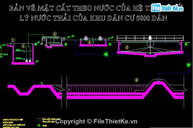 Bản vẽ autocad,xử lý nước,Hệ thống nước thải,bản vẽ hệ thống nước thải